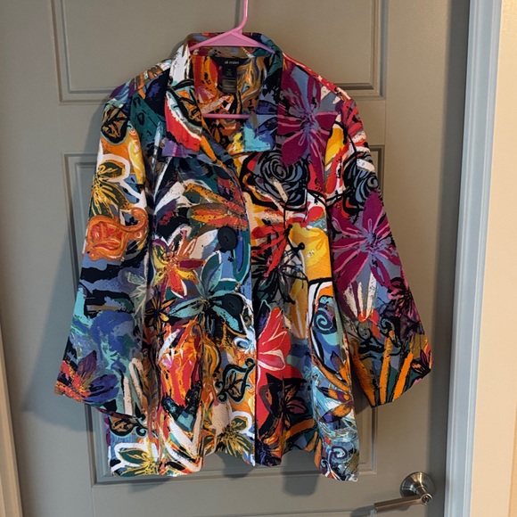 Ali Miles Vibrant Floral Abstract Blouse - Picture 1 of 4